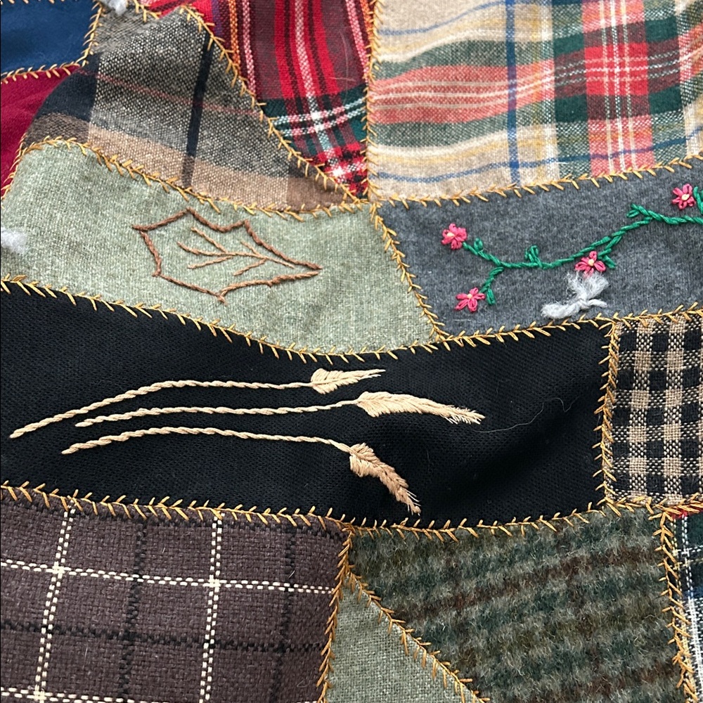 Tartan & Plaid handmade “family story”Patchwork Quilt with Plaid and Embroidery - Picture 12 of 15